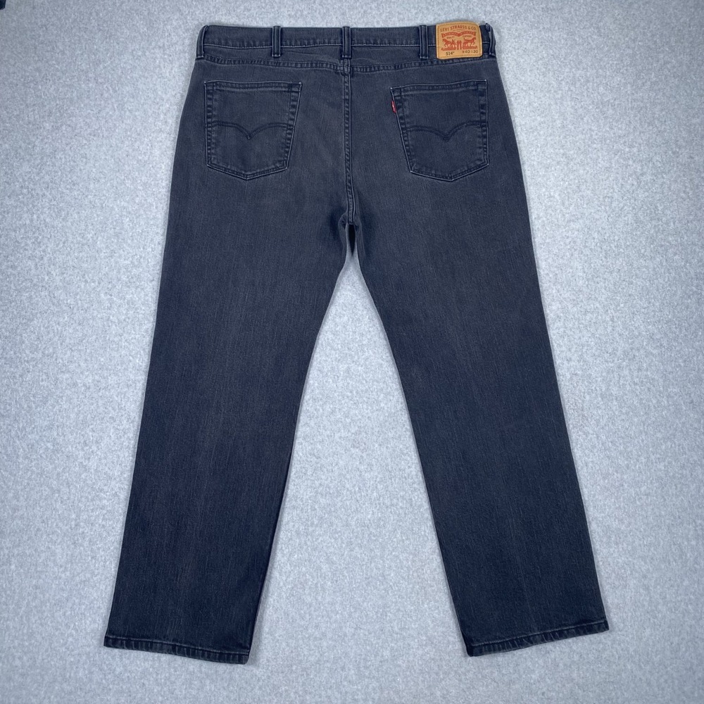 Levi's 514 Straight Fit Jeans Mens 40x30 Black Denim Classic Five Pocket
